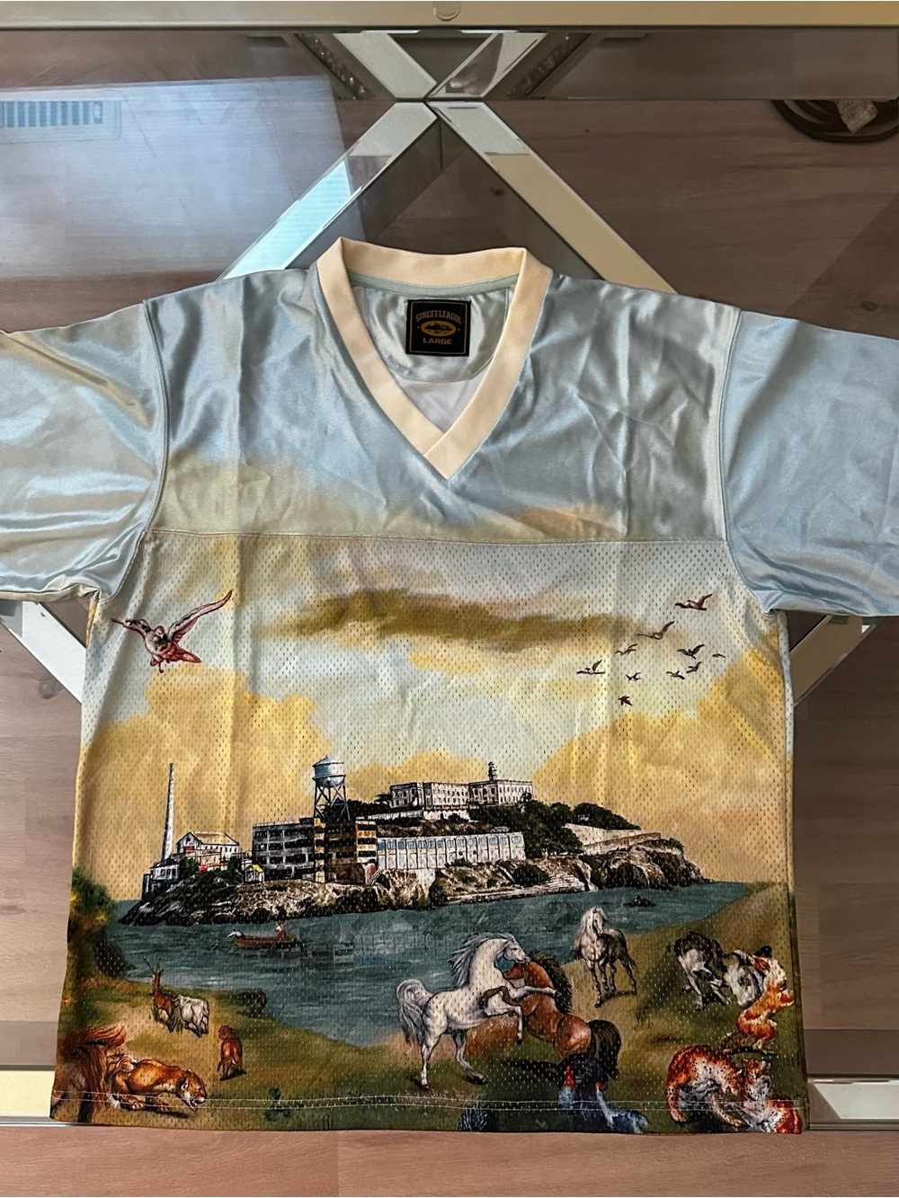 Corteiz Narnia Football Jersey Blue/Cream Men's - SS24